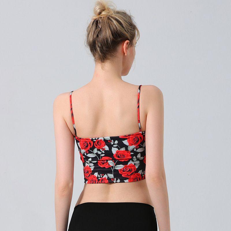 With Chest Pad Export Print Thin Shoulder Strap Sports Intimates Sexy Beauty Back Quick-Drying Elastic Fitness Dance Yoga Jacket