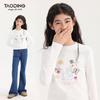Taoding Girls' Autumn Round Neck Embroidered Long-Sleeved T-Shirt