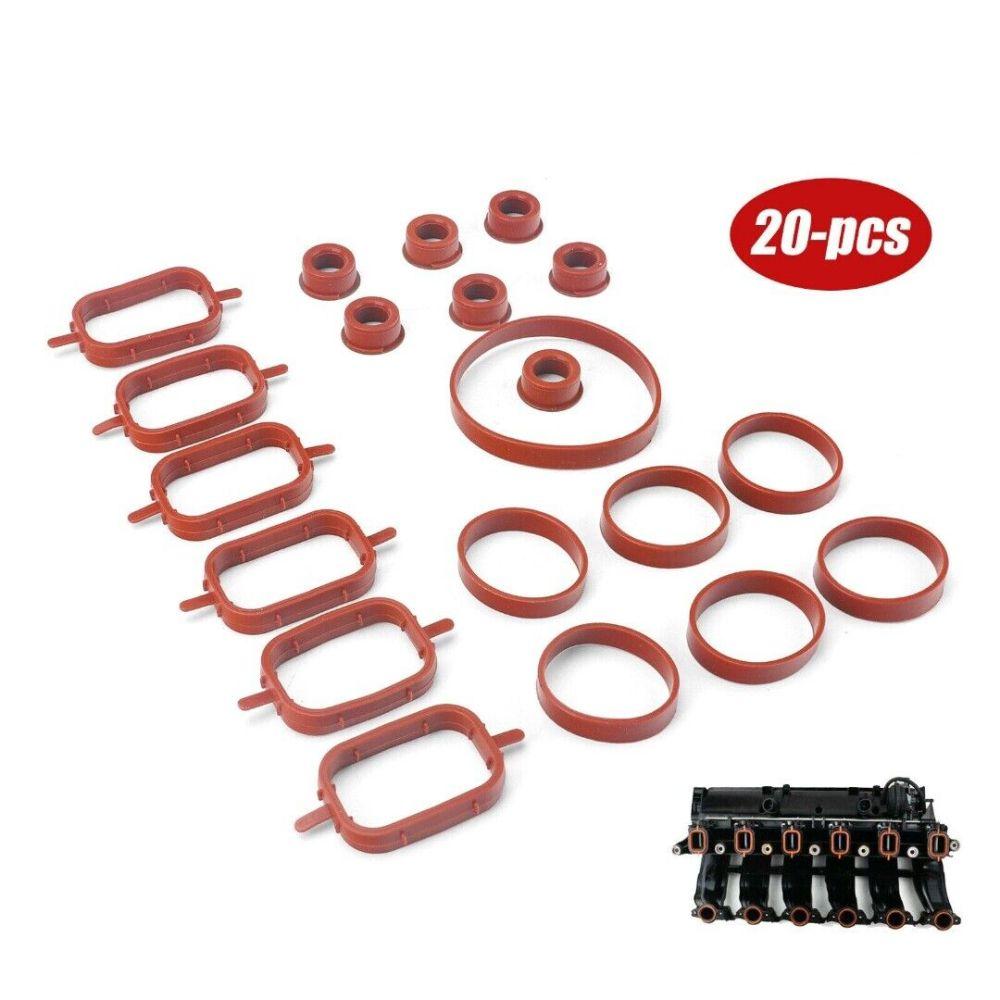 20 Stück Autoteile Zubehör Ansaugkrümmer Dichtungssatz für BMW M47 M57 E46 E53 E60 E63 E65 E87 E90 E91