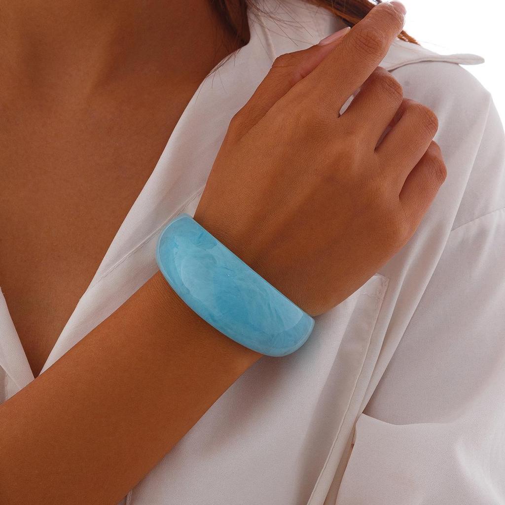 European & American Geometric Ins-Style Wide Face Acrylic Bangle - Colorful & Irregular Design