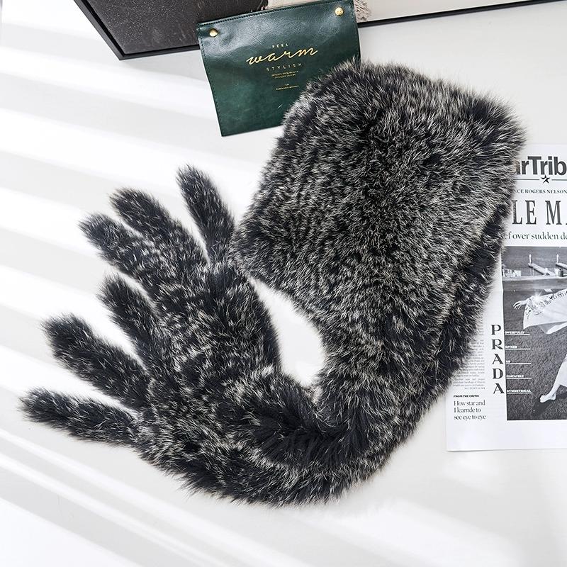 weaving fox fur snow hat women's scarf hat integrated winter warmth and cold resistance thickened fur scarf hat