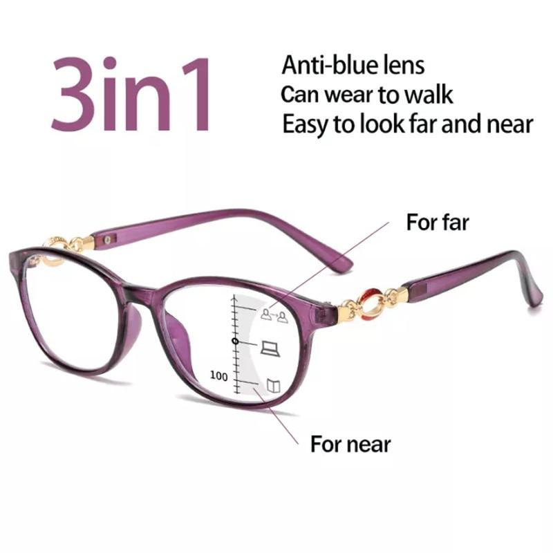 Women Reading Glasses Multifocal Anti-blue Light Women Fashion Progressive Eyeglasses Prescription Glasses Diopter +1.0 To +4.0