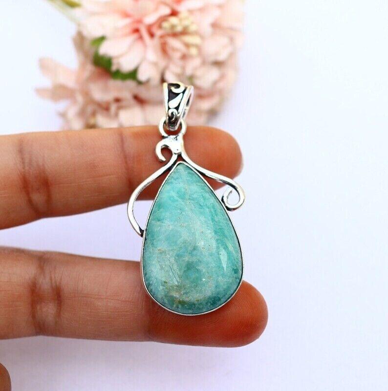 Schöner Amazonit-Anhänger/ Amazonit-Halskette/ Großer Amazonit-Anhänger