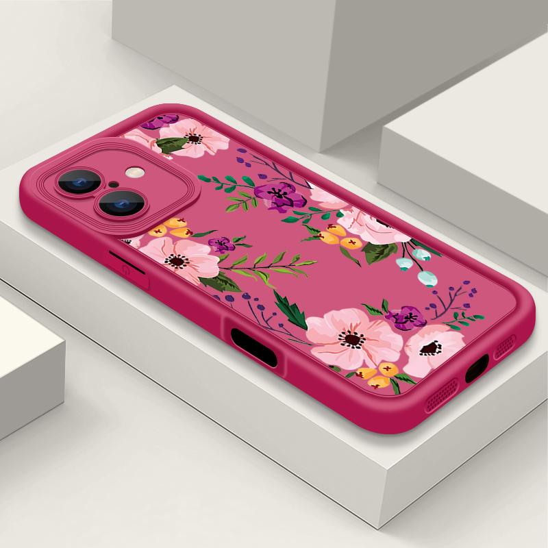 Luxury Floral Print TPU Matte Case For iPhone 16 Pro Max 15 Pro 14 13 12 11 XS XR 8 7 Soft Silicone Shockproof Phone Cover