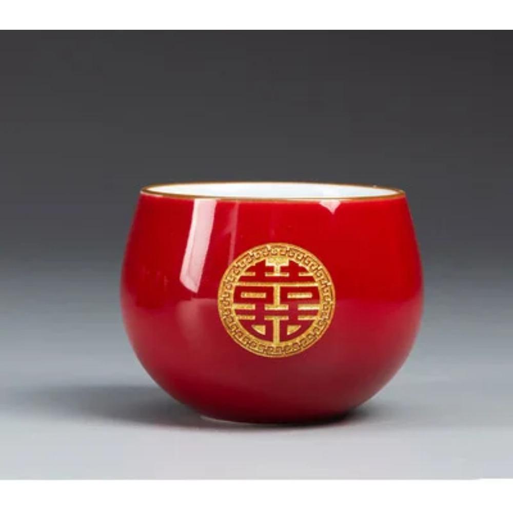 

Керамика Китайский Традиционный Красный Свадебный Чайный Стакан Фарфоровые Чайные Чашки Роскошный Сувенир Свадебные Подарки для Невесты и Жениха