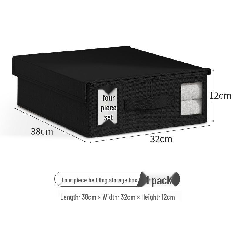 

Upgraded Non-woven Four-Piece Bedding Storage Box Set with Leather Handles