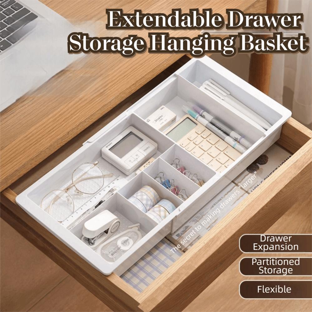 Adjustable Telescopic Drawer Storage Container Plastic Retractable Telescopic Box  Desktop Storage