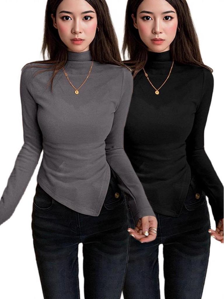 Women's Slim Fit Irregular Long Sleeve Top
