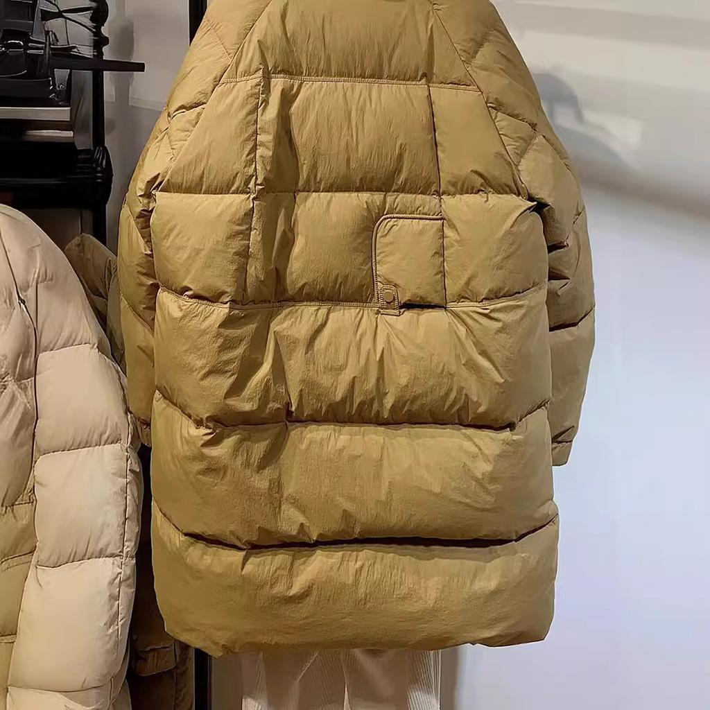New Down Jacket Women's Medium and Long Thickened Fashion Loose Stand-up Collar White Duck Down Jacket European Winter Clothing Trend