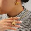 Diamond-encrusted star necklace, light luxury versatile five-pointed star stud earrings, fade-resistant versatile jewelry