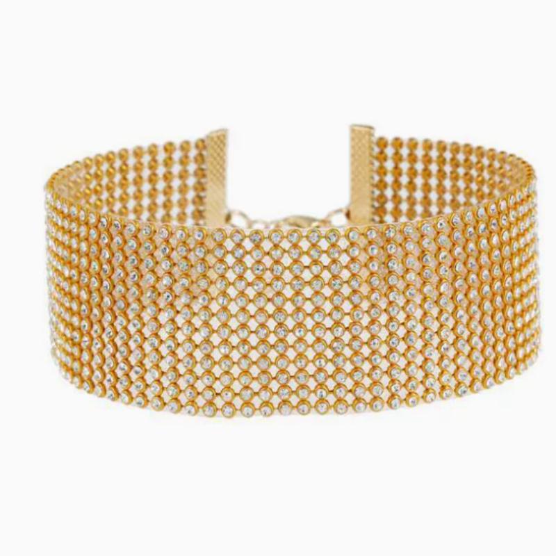 Women Fashion Full Diamond Crystal Rhinestone Choker Collar Chain Necklace Luxury Wedding Jewelry