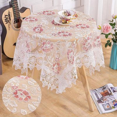 Französische pastorale Spitze-Tischdecke, bestickt, Sofa-Staubschutz, runde Tischdecke