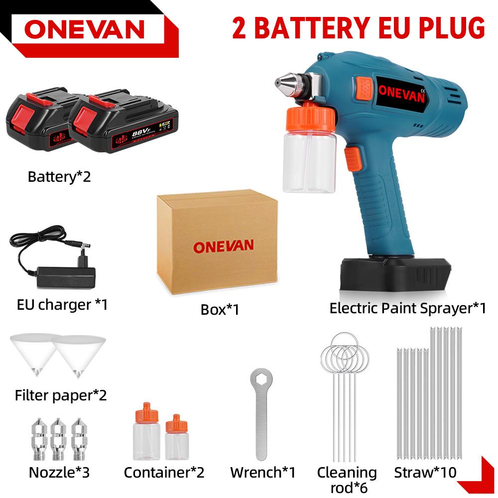 ONEVAN 100ML Electric Spray Gun Cordless Paint Sprayer Rechargeable Auto Furniture Steel Power Tools  For Makita 18V 21V Battery