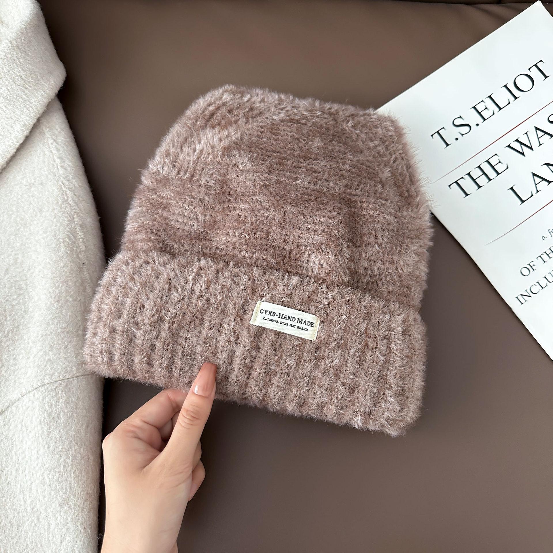 

2025 Korean version of fashion letter cloth knitted hat women s thickened wool hat casual warm cold hat One size fits all коричневий