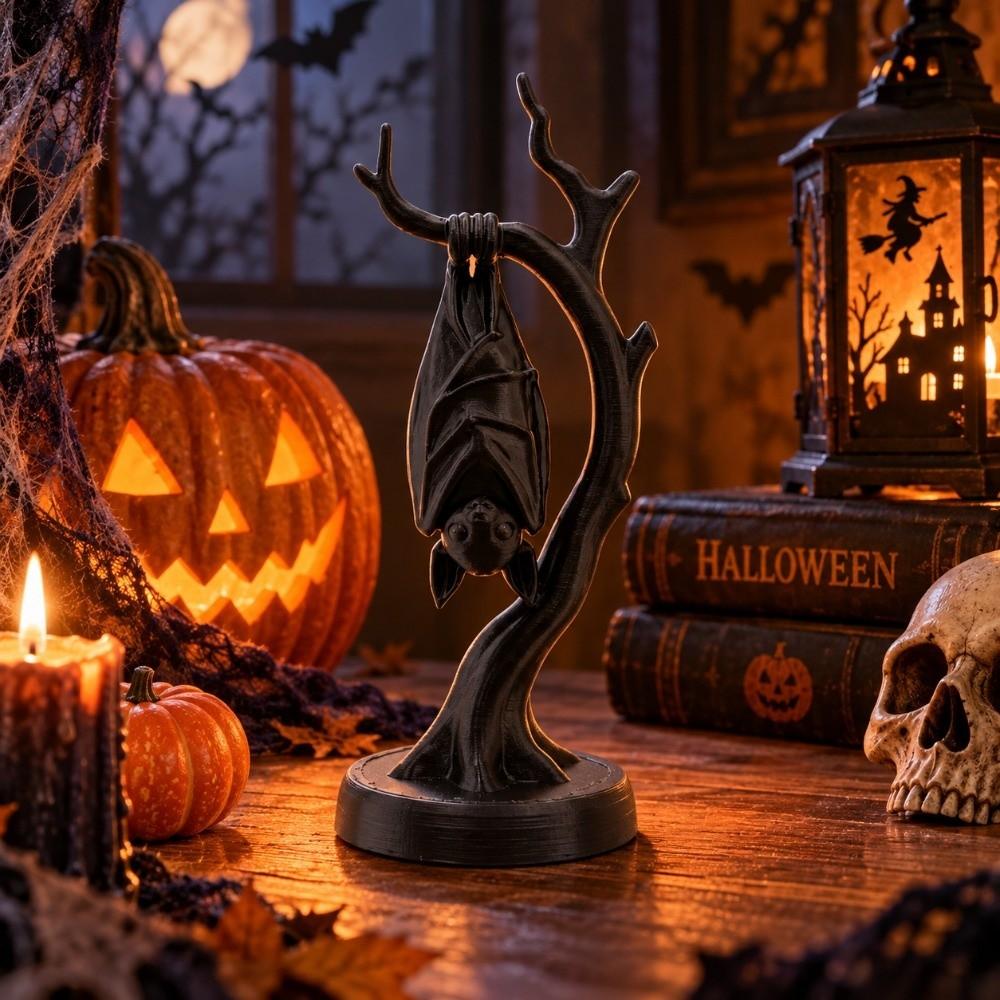 Tabletop Decor Halloween Bat Figurine Ornament 3D Printed Hanging Bat Branch Statue  Home Decor
