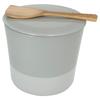 Kamoshika Douguten Miso Jar for Preserving Homemade Miso, Bamboo Rice Paddle with Miso Spatula, Made In Japan, Banko Ware, White
