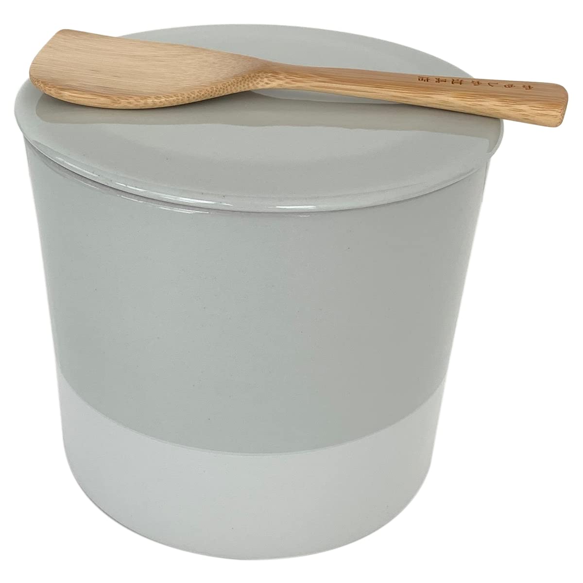 

Kamoshika Douguten Miso Jar for Preserving Homemade Miso, Bamboo Rice Paddle with Miso Spatula, Made in Japan, Banko Ware, White