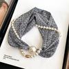 Pearl necklace with magnetic buckle, small scarf for women's spring and autumn neck protection, neck circumference with shirt,  neck decoration