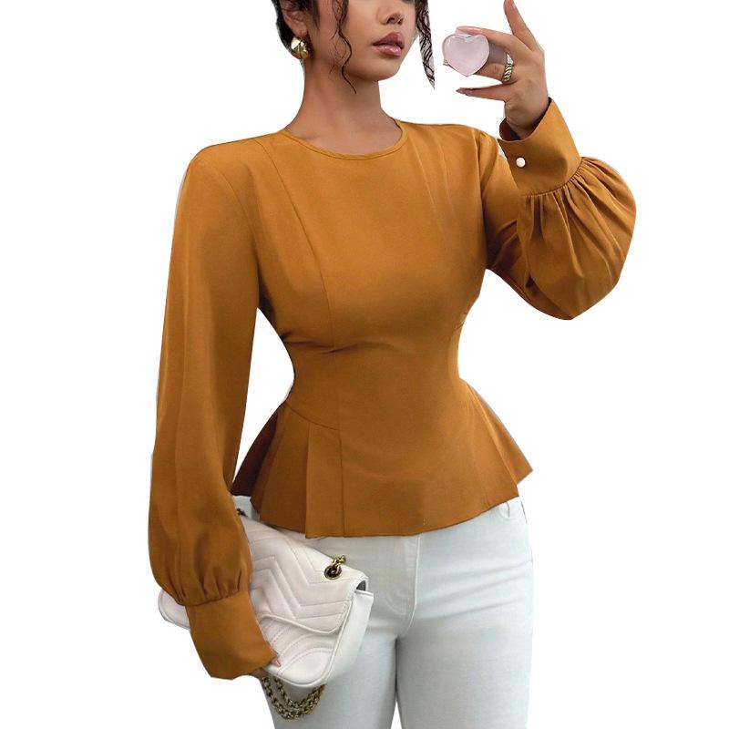 Temperament Long Sleeve Shirt Pullover 2025 Autumn Fashion Versatile Casual Women's Wear