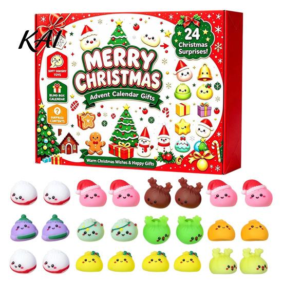 Christmas Party Supplies for Students 2026 Dumplings Advent Calendar with 24 Mini Bun Squeeze Collectible Toys Boys Girls Toys, Festive Countdown Box,