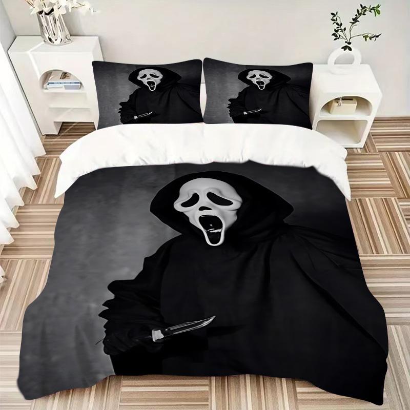 3pcs Ghostface Mask Bedding Set: Perfect for Bedroom or Guest Room. Soft and Comfortable with No Core Included yy251031017