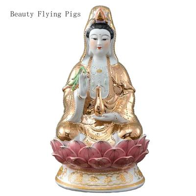 Upscale Ceramic Guanyin Bodhisattva Decorations for Home Offerings of Seated Lotus Guanyin Buddha Statues Feng Shui