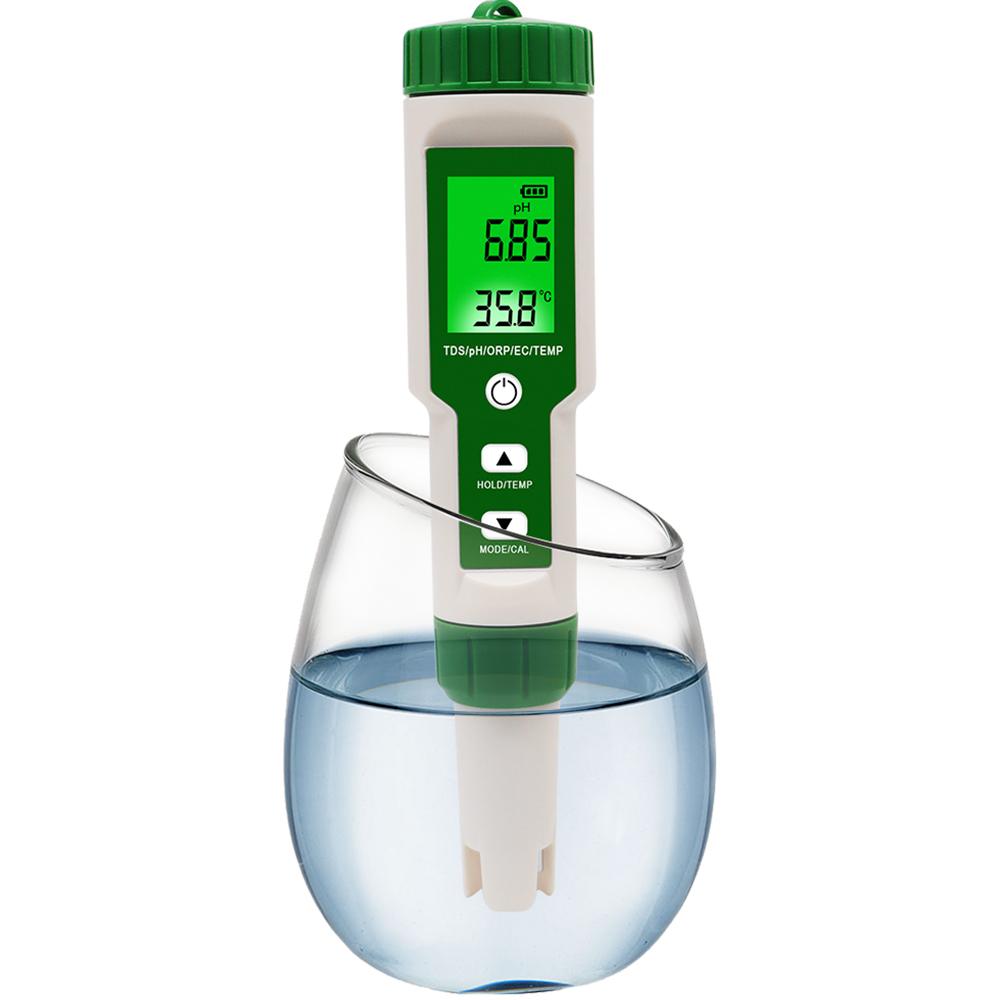 5 In 1 TDS/EC/ORP/Temperature/PH Meter Portable Water Quality Monitor Tester for Pools Drinking Water Aquariums