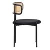 Velvet Dining Chair, Set of 2, Modern, Simple Leisure Chair with Four Metal Support Legs, Rattan Leisure Chair, Living Room and Bedroom Chair, Black