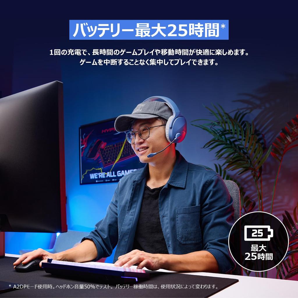 HyperX Cloud Jet Dual Wireless Gaming Mesh Ear 40mm Up to 25 Hours of Continuous Lightweight Black Headset, 2.4GHz Bluetooth, Pads, Drivers, Use,