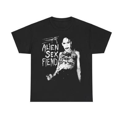 230 Gsm 100% Bawełna Alien Sex Fiend T-shirt Gotyk Christian Death Bauhaus Sisters Of Mercy Specimen Killing Joke 45 Grave Unisex Ciężka Bawełna T-shirt