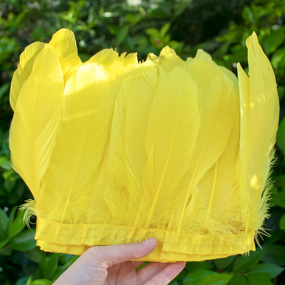 2 Meter Natural Dyed Goose Feather Trim Fringe Ribbon for Wedding Decor Costume Accessories DIY Crafts Gift Wrapping Supplies