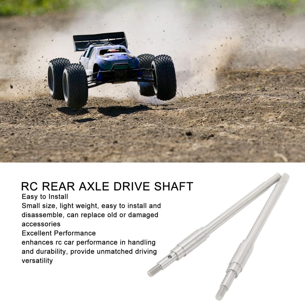2pcs Stainless Steel RC Car Rear Axle Shaft for FMS 1/10 Explorer Mashigan for ATLAS Dachi Other RC Cars RC Parts Silver