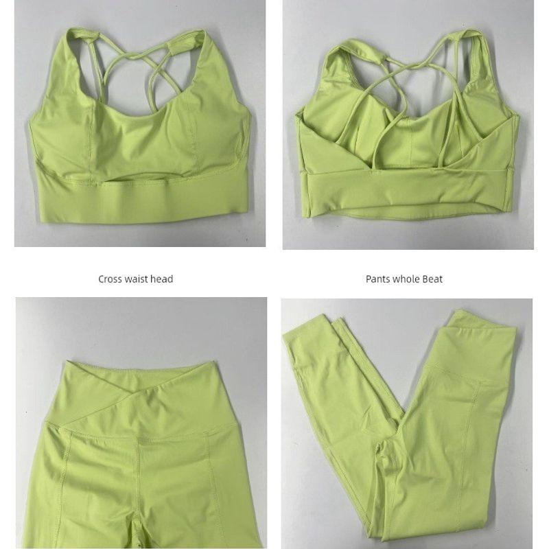 Small Chest Gathered Backless Yoga Bra Hip Raise Skinny Breathable Yoga Ninth Pants Two-Piece Set Fitness Jogging