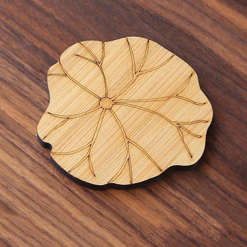 Kreative Lotusblumen-Getränkeuntersetzer aus Holz, rund, Tassenunterlage, Tischset für Tee, Kaffeetasse, Tischset, Heimdekoration, Küchenzubehör