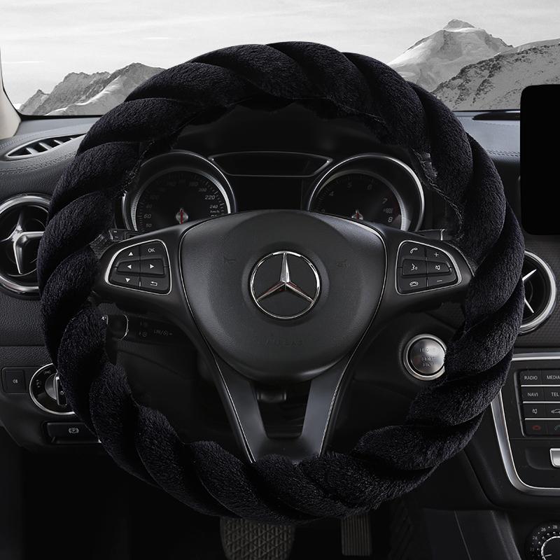 Fashion Plush Universal Female Winter Steering Wheel Cover Cartoon Decorative Non-slip Handle Cover Fits 14.5-15in Diameter
