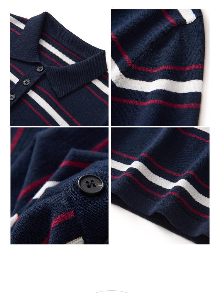 Women's Spring-Summer Striped Cotton Polo Dress - Color Block, Short Sleeve, Knit T-shirt.