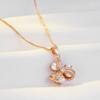Crystal Flower Pendant Necklace For Women  Rose Gold Color Natural Zircon Accessories Daily Fine Ethnic Jewelry