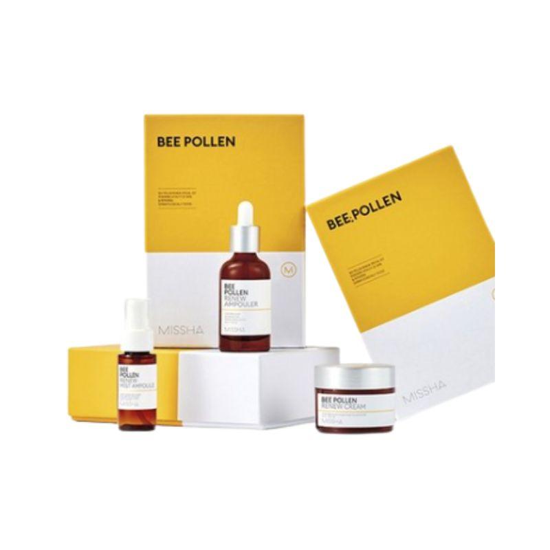 

MISSHA Bee Pollen Renew Special Skincare Set Nourishing Ampoule Cream Mist Ampoule Set (40ml + 50ml + 30ml) with Shopping Bag 1