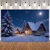 Snow Winter Christmas Village Background Pine Tree Houses Backdrop New Year Home Decoration Photography Photo Studio Props2