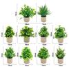 Creative Green Leaves Artificial Grass Bonsai Photo Props with Flowerpot Potted Plant Ornament Faux Flowerpotted Gift