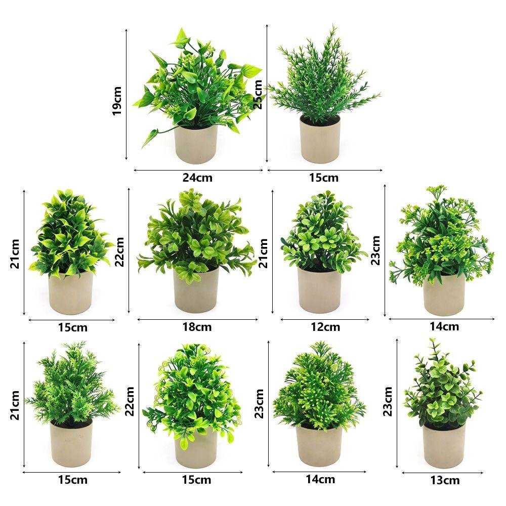 Creative Green Leaves Artificial Grass Bonsai Photo Props with Flowerpot Potted Plant Ornament Faux Flowerpotted Gift