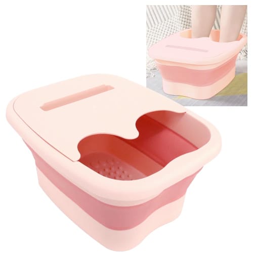 Portable, Foldable, Insulated Footbath with Lid, Includes Smartphone Stand, and Is Perfect for Outdoor Use (pink)