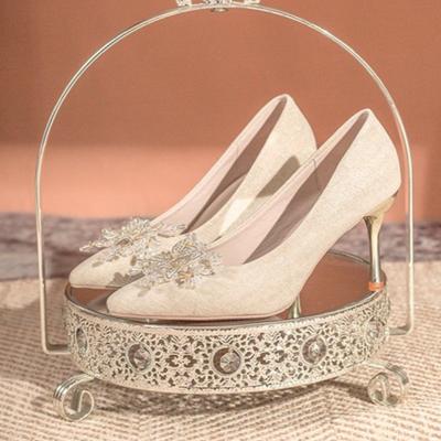 Moda Damskie Buty Ślubne Lekkie Szpiczaste Czółenka na Wysokim Obcasie na Imprezę Wiosna Jesień Eleganckie Pompy z Cyrkoniami Zapatos De Mujer