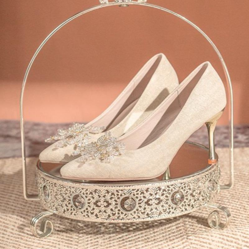 Fashion Women Wedding Shoes Lightweight Pointed Toe Party High Heels Shoes Spring Autumn Elegant Rhinestone Pumps Zapatos De Mujer