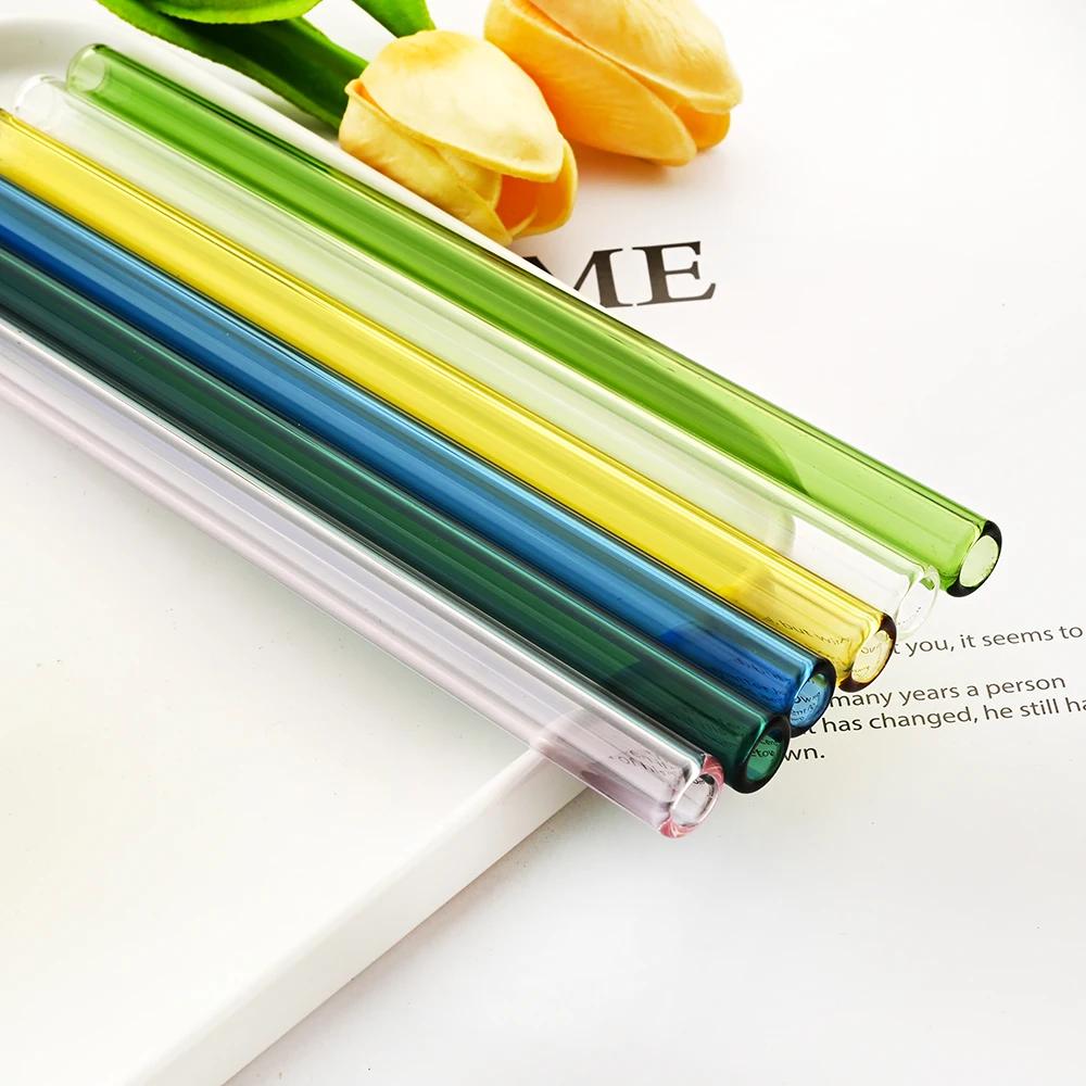 10Pcs Reusable Drinking Straw Glass Straws Eco-friendly High Borosilicate Glass Straw Tube Party Bar Drinkware Bar Accessories