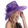 Fashion for Women Summer Organza Sun Hats Large Brimmed Elegant Ladies Beach Hat Foldable Anti Ultraviolet Church Bow Bucket Cap