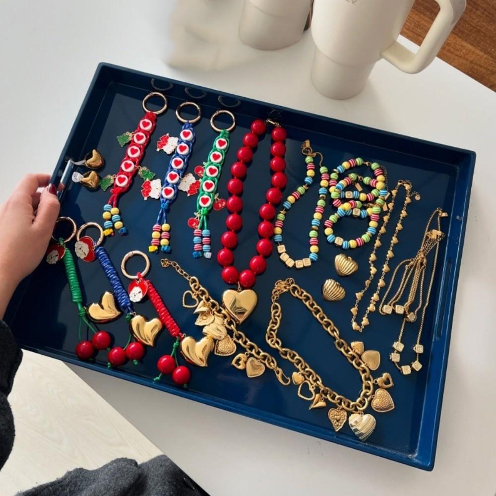 Cute Bag Accessories Pendant Korean Style Colorful Rope Keychain Love Cherry Pendant  Car Keyring