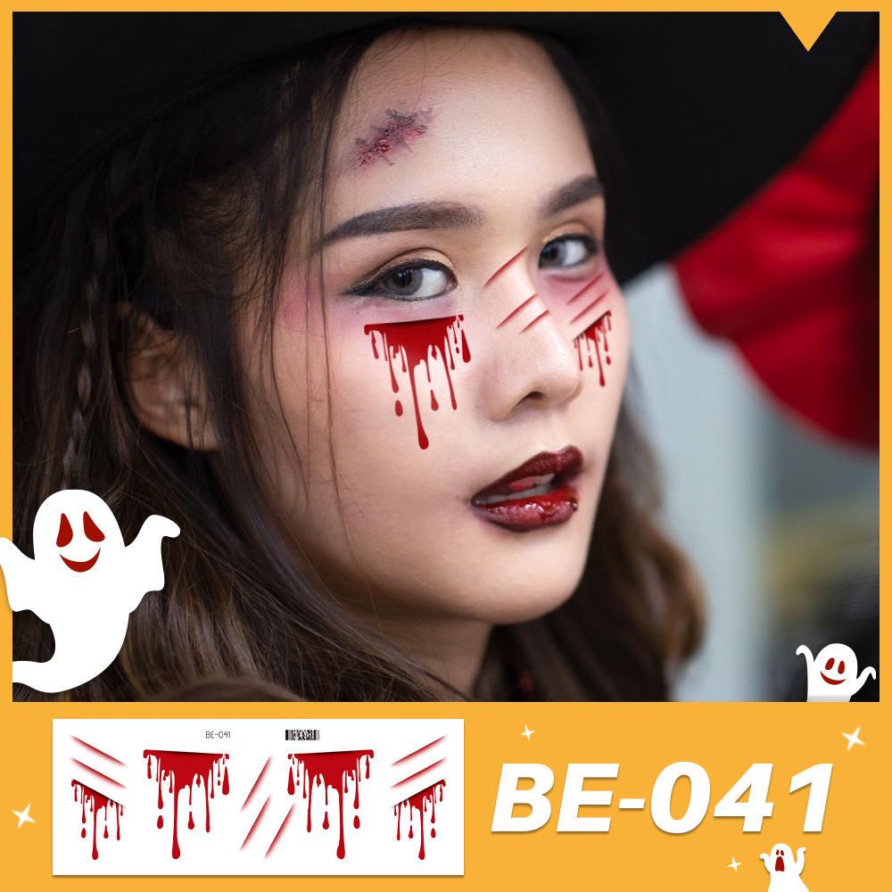 New Halloween Waterproof Makeup Tattoo Stickers for Party: Wound and Cute Face Designs 158x60mm