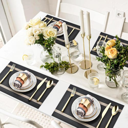 GreenGee Placemats, Set of 4, 30x45cm Square, PVC, Floral Print, Dining Table Decor, Stain-Resistant, Insulated, Washable, Easy To Clean, Non-Slip, Fr