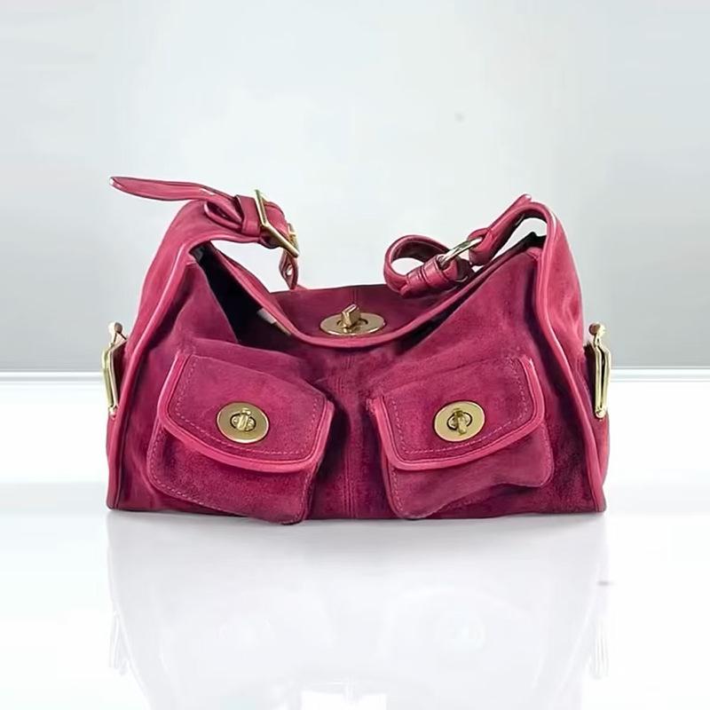 

Vintage Suede Shoulder Bag Casual Commuter Pillow Bag Single Shoulder Crossbody Bag Style Multi-pocket Large Capacity Tote Bag